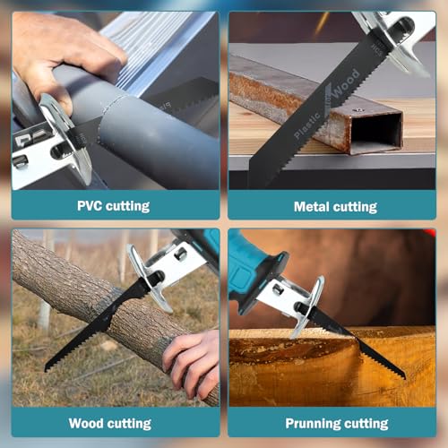 Cordless Reciprocating Saw, Electric Wood Saw with 4 Saw Blades, Portable Power Hand Saw for Metal, Wood, PVC Pipe Cutting, Tree Pruning (Set) 6 Cordless Reciprocating Saw, Electric Wood Saw with 4 Saw Blades, Portable Power Hand Saw for Metal, Wood, PVC Pipe Cutting, Tree Pruning (Set) - Image 6