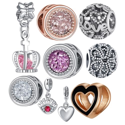 9 Pack Plated Silver Spacer Beads Charms fit Bracelet Dangle Set