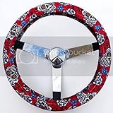 Mana Trading Steering Wheel Cover Red Folkloric Sugar Skull