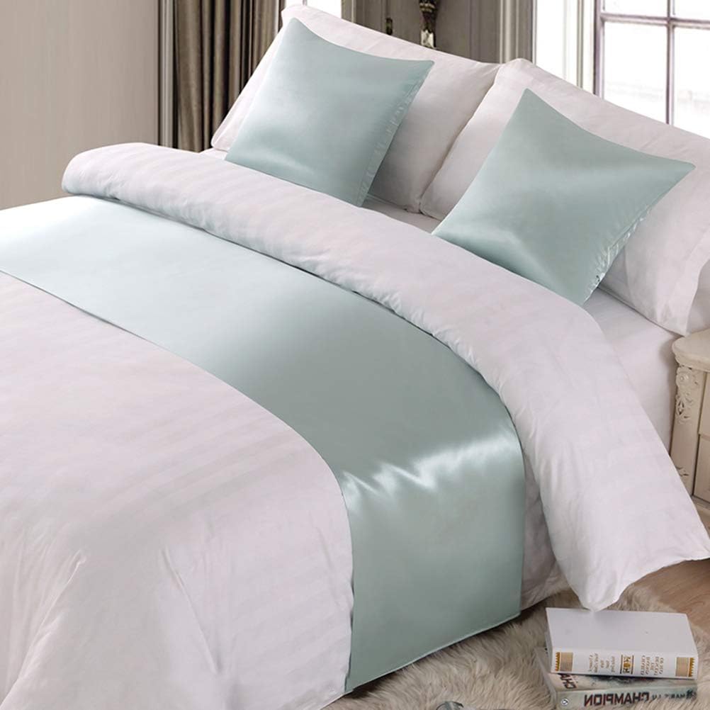 Twelve Queen Bed Scarf Bed Runner Protector Bedding Scaves for Bedroom Hotel Guesthouse Lignt Green