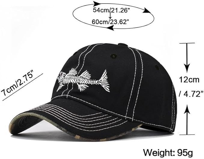 Baseball Cap Running Cap Dad Hat Fishbone Baseball Hat Adjustable Clip for Universal Fit - Image 2