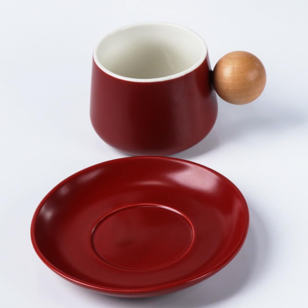 Tasse et Soucoupe en céramique, 320 ML / 10,82 oz, pour la Maison, Le Bureau, l'eau ou Le thé (Blanc, 320 ML / 10,82 oz)