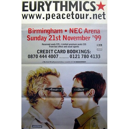 Affiche Eurythmics Peace Tour 100x150 cm poster géant musique