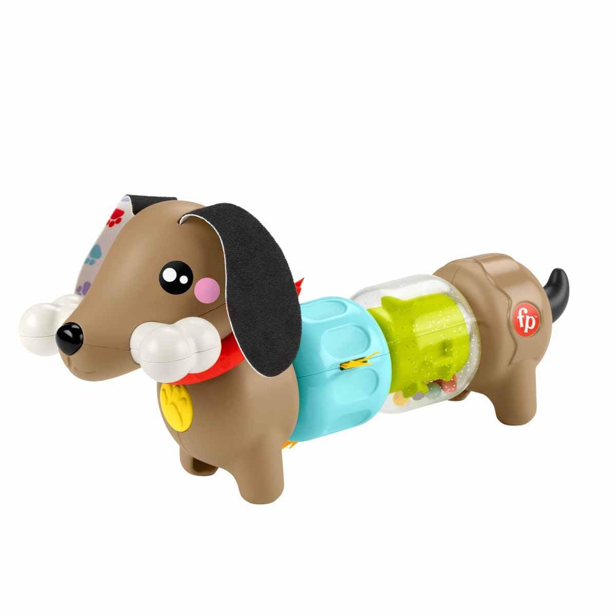 Fisher-Price Baby Sensory Toy FP Pets Click & Spin Activity Pup with Fine Motor Activities for Infants Ages 6+ Months, HTW91