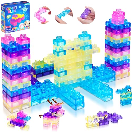 Image of 40 PCS Sensory Soft Building Blocks for Toddlers Kids, Squishy Stacking Toy | Preschool Educational Creative Play, Montessori Squeezable, Stretchable Early Learning Construction Playset, Puzzle Blocks