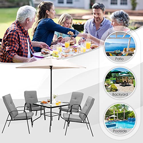 Tangkula 5 Ft Patio Umbrella, Outdoor Table Market Umbrella With Quick-Release Button, 4 Sturdy Ribs, Fade Resistant & Waterproof Canopy, Sun-Protective Patio Umbrella For Garden, Poolside, Backyard #TOP5