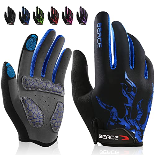 BEACE Cycling Gloves Bike Gloves Biking Gloves for Men Women with Touch Screen-Full Finger Mountain Bike Gloves Workout Gloves Road Bicycle Gloves with Anti-Slip Silicone Palm
