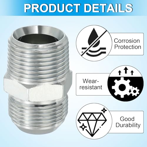 Image of PATIKIL Pipe Adapter Connector 1-5 /16 inch Male 74 Flare JIC x 1 inch Male R Pipe Fitting Oil Feed Restrictor Fitting Hydraulic Connector for Oil Steam Water Pipelines System