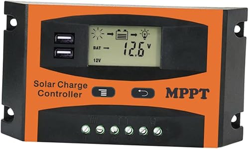 Controlador de carga solar 12v Regulador Mppt 24v Cargador de batería solar Pantalla grande Salida USB dual
