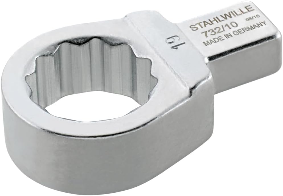 Stahlwille 58221016 Ring Insert Tool, Size 16 mm, Size of Mount 9x12 mm, For Torque Wrenches with Square Drive, Drop Forged & Chrome-plated over Nickel
