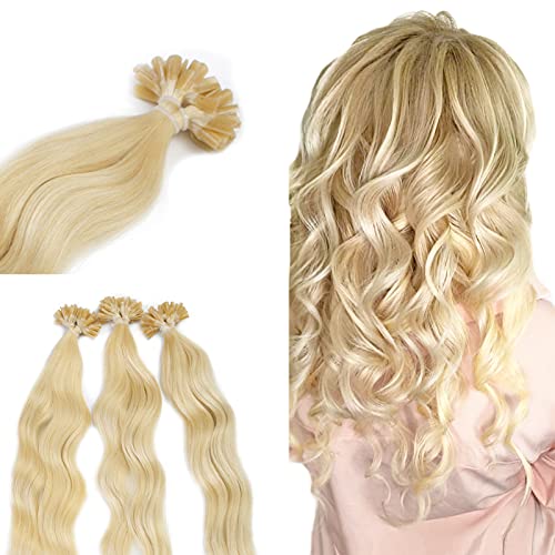 Neitsi 20" 25s/lot 1g/s 100% Remy Human Hair Nail Natural Blonde U Tip Hair Extension Natural Wave (24#)