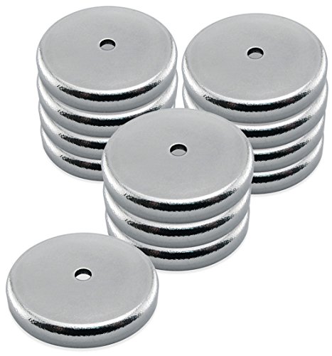 Master Magnetics RB20CCERX12 Round Base Magnet Fastener with 0.138" Center Hole Chrome Plate, 1.21" Diameter, 0.180" Thick, 11 Pounds, Silver (Pack of 12)