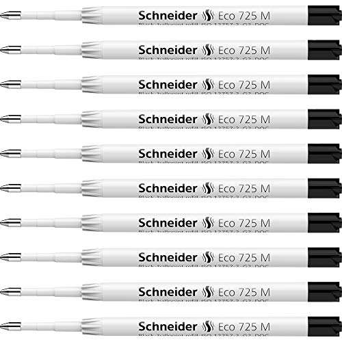 Schneider 172511 Eco 725 recharges de stylo à bille pointe moyenne M couleur noire x10