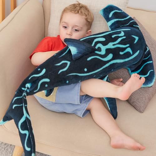Image of Hammerhead Shark Stuffed Animal, 40 Inch Giant Plush Shark Toy | Distinctive Color Design - A special look that makes this giant shark plush a memorable gift for kids and shark lovers.