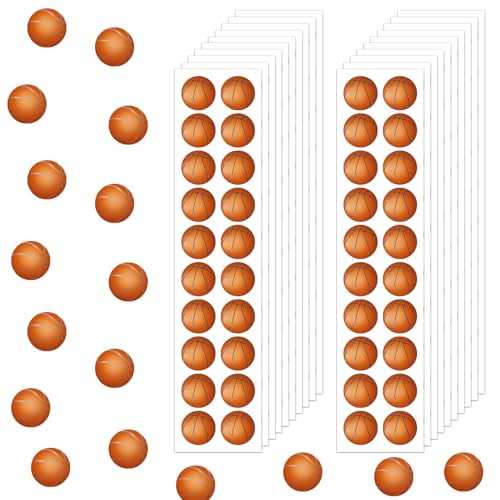 400 Pcs Small Basketball Stickers Vinyl Mini Basketball Stickers For Water Bottle Tiny Sports Ball Decals For Kids Boys Basketball Sports Party Favor Supply Reward Planner Calendar Scrapbook Diy Craft