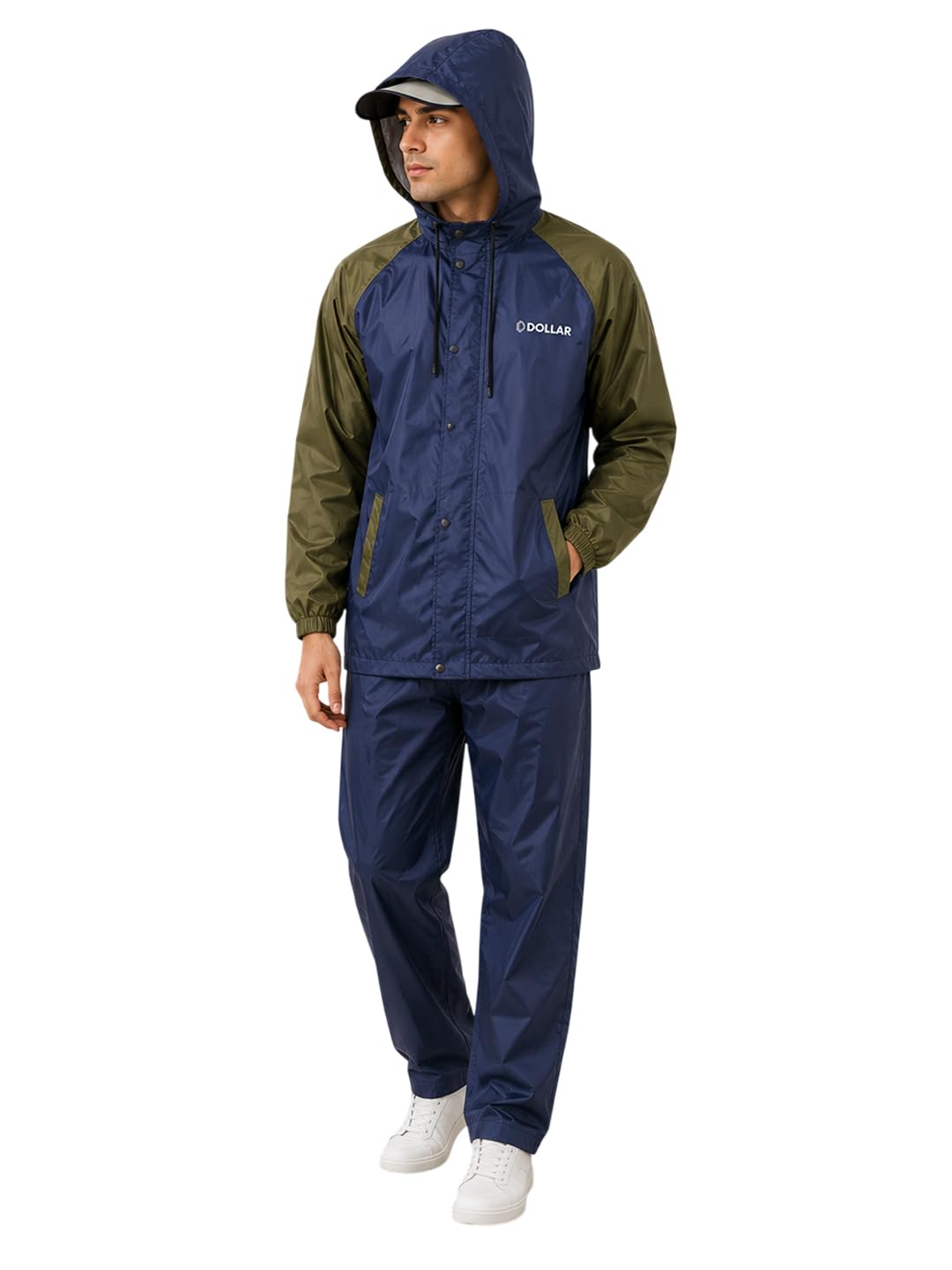 dollar Men's Waterproof Raincoat Set with Detachable Plastic Visor Hood | Lightweight Polyester Jacket Pant Rainwear Suit with 4 Pockets, Full Sleeve Leakproof for Biking, Trekking & Outdoor-picture-21