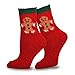 Fun Christmas Novelty Slipper Socks with Santa Claus, GingerBread Man, Candy Canes 3-Pair for Women (Santa and Stripes)