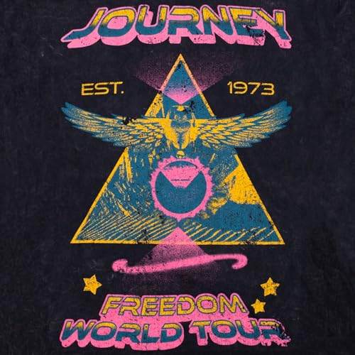 Ripple Junction Journey Retro Triangle World Tour Men's Graphic T-Shirt Mineral Wash Black Medium by Ripple Junction - Image 5