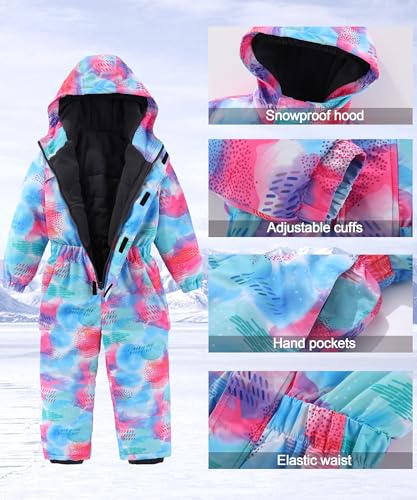 Image of Hiheart Boys Girls One Piece Snowsuit Waterproof Ski Snowboard Coverall