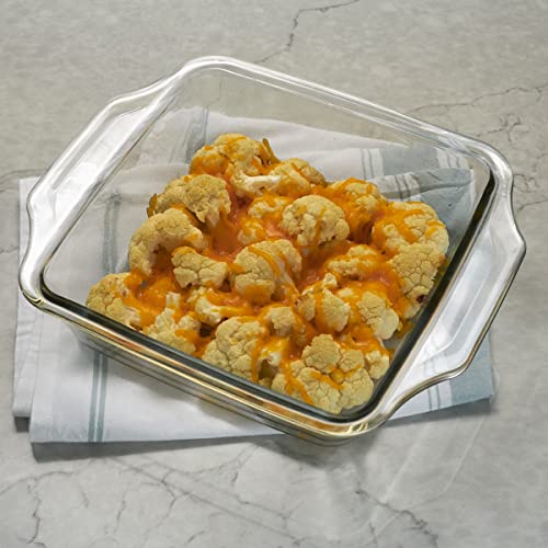 Image of Anchor Hocking 8 Inch Square Cake Dish with TrueLock Locking Lid Bakeware, Clear
