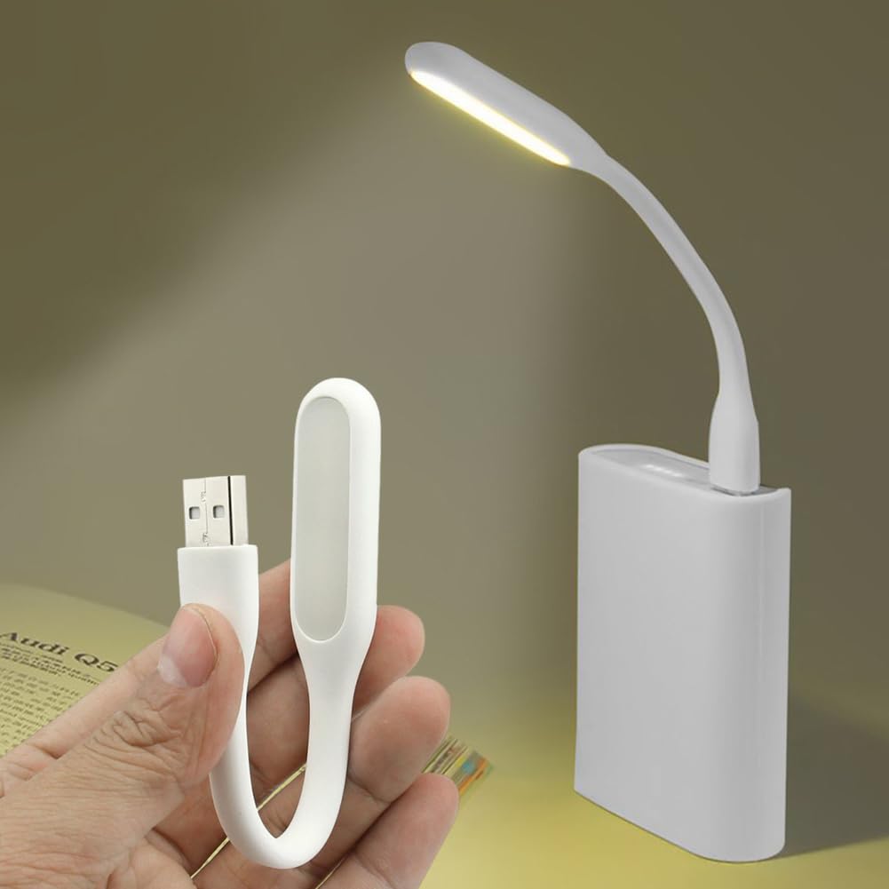 Cerioll Lampka USB, mini lampa LED USB, 3 sztuki, elastyczne światło do czytania, do notebooka, komputera, klawiatury, białe