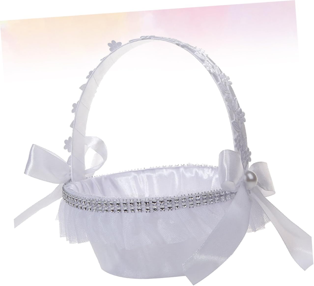 Flower Girl Basket,Rattan Basket,Wedding Flowers Basket Baskert for Wedding Girl Flower Baskets Wedding Baskets Rose White Bride Flower Girl