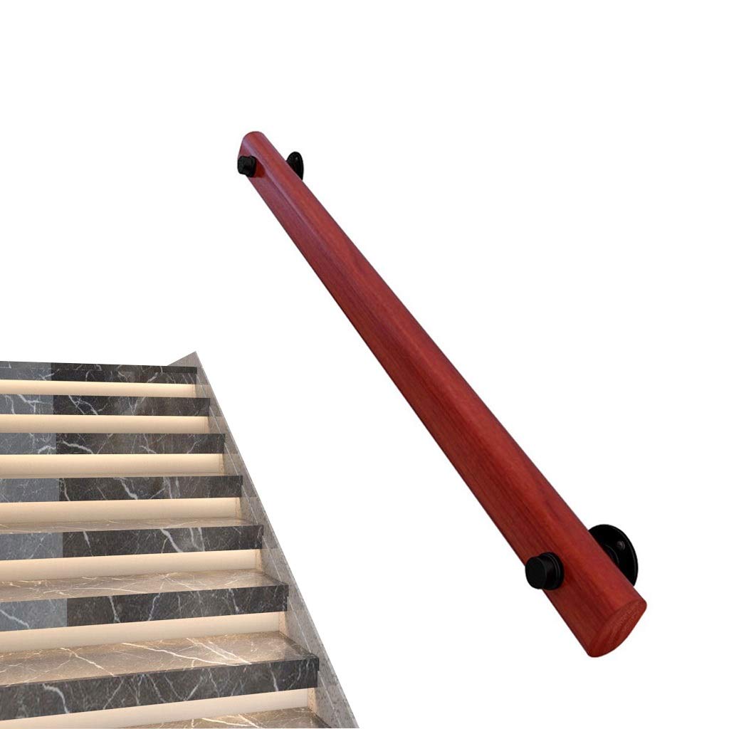 Main courante en bois de 300 cm avec 2 supports en fer pour loft