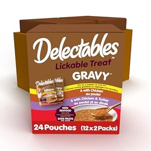 Hartz Delectables Gravy Non-Seafood Lickable Wet Cat Treats, Chicken Flauvor Variety, 24 Pack