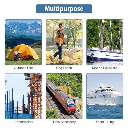 Foto von Sicherheitshaken Drehhaken Hebehaken, Edelstahl Drehöse Hebehaken 304 Edelstahlwirbel Hubhaken Stahlösenhaken mit Verriegelung Takelage Zubehör 650 kg/1000 kg für Forstmaschinen, Landtransport(650kg)