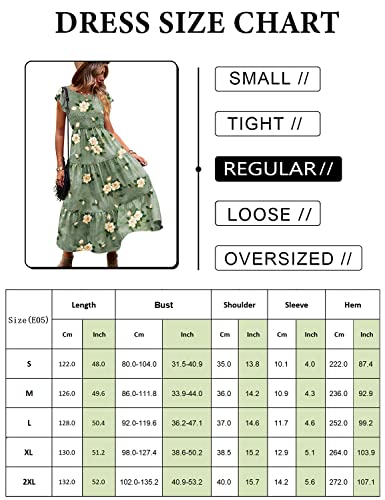 Image of YESNO Women Summer Dresses Ruffle Cap Sleeve Casual Dress Boho Smocked Bodice Maxi Dress with Pockets E05