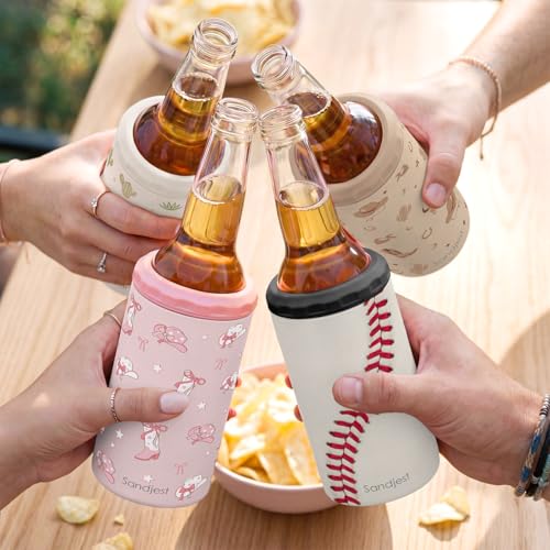 Image of Baseball Can Cooler 12oz - Travel Mug Cups - Stainless Steel Insulated for Men Women Players - Tumbler Cans Koozie, Sport Gift for Fan Coach Lovers