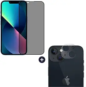 Película De Vidro Privacidade 3D Anti Spy Tela Toda Para iPhone + Película Lente de Câmera (iPhone 14)