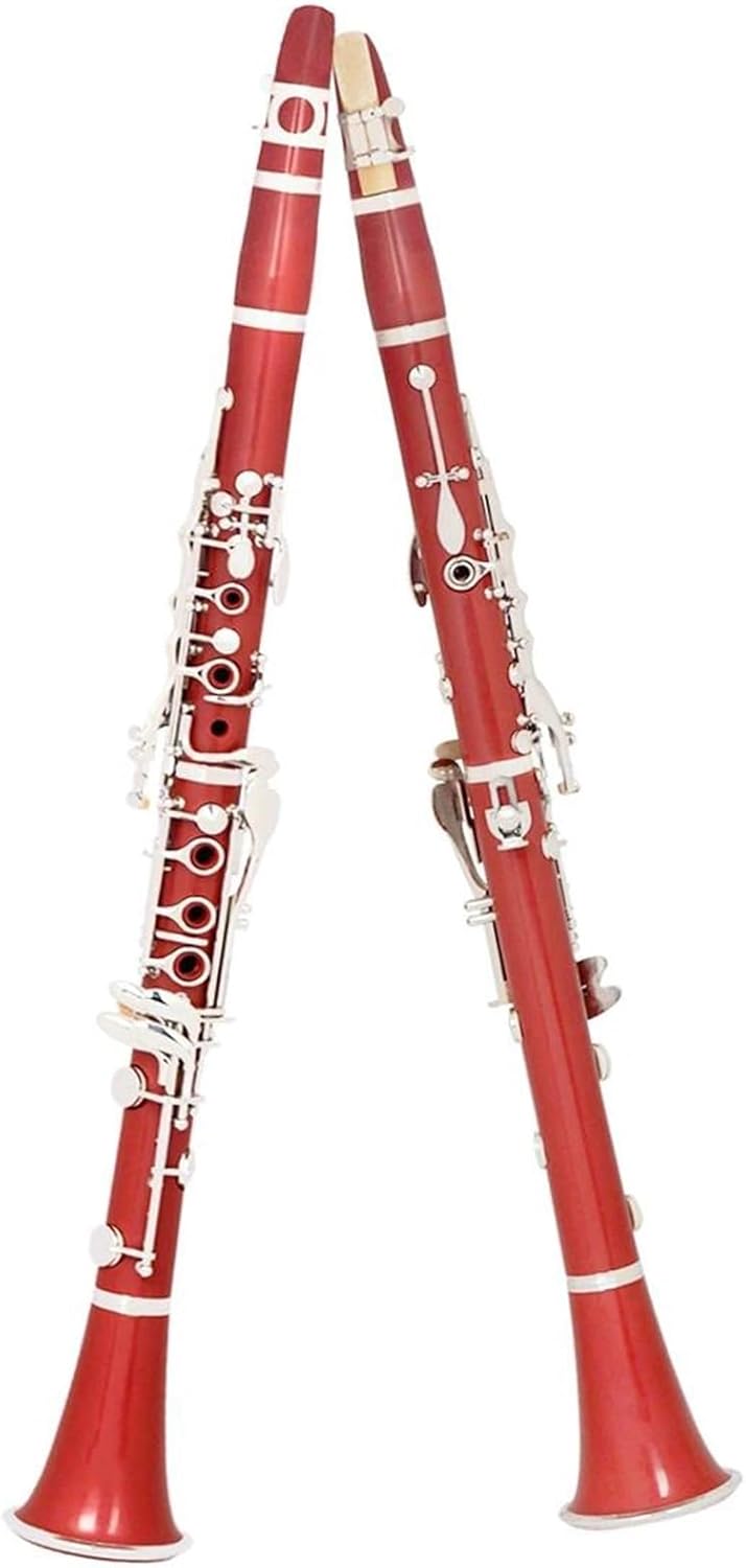 Clarinet Musical Instruments Red Bb Clarinet B Key Beginner Clarinet For School Orchestra Adult With Hard Case Kit Stand Gloves Parts(Clarinet)