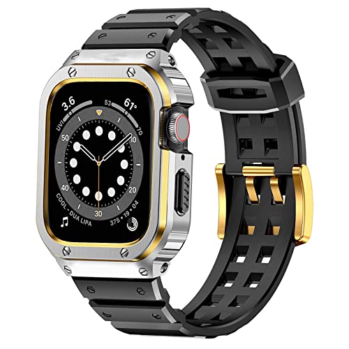 SUPLINK Compatible with (Silver/Gold), Silver Gold, 45mm(series 8/7)