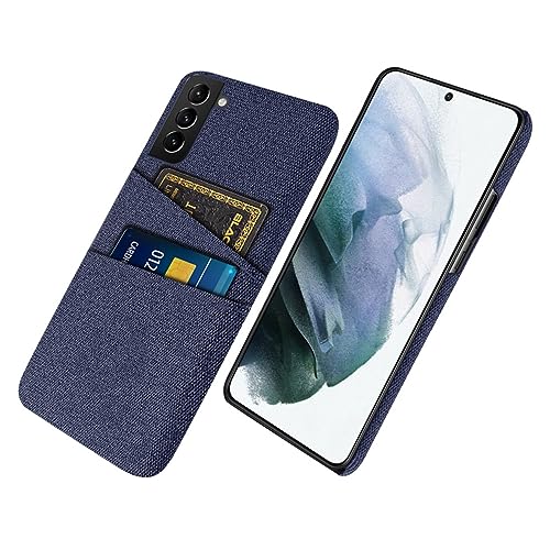 Coque de luxe en tissu bleu marine double carte pour Samsung S22 Ultra