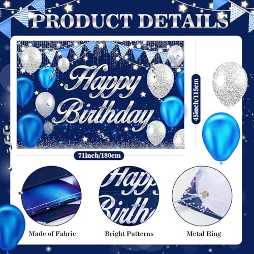 Image of DARSHANAM WORLD Birthday Decoration Backdrop Cloth Curtain (Pack of 1, Size: 5x8 Feet) Background Enhancer Poster,Happy Birthday Sign Theme-(Polyester) (Old Blue)