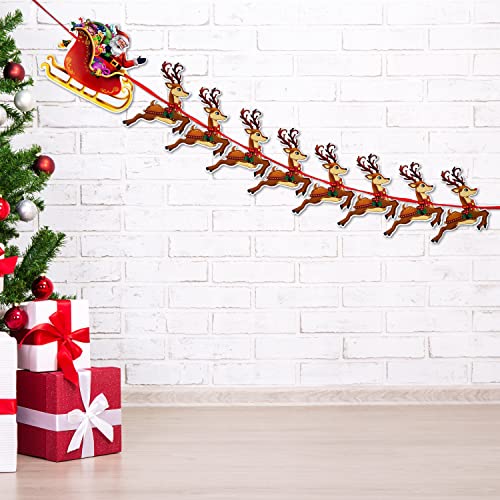 Premium Wiederverwendbare Weihnachtsdeko Innen - Girlande Weihnachten, Deko Weihnachten - Weihnachtsmann Deko, Schlitten Deko - Banner Weihnachten, Weihnachtsdeko Fenster, Santa Claus Deko, Christmas Cover