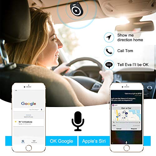Bluetooth Car Speaker Auto On Off, Aigital Wireless in-Car Speakerphone Support Siri, Google Assistant for Hands-Free Talking, Music Playing&GPS Compatible with All Smartphones Connect Two Phones