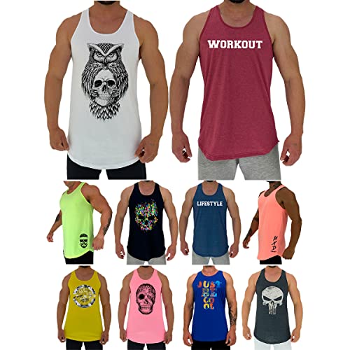 Kit 10 Regatas Longline Masculina MXD Conceito Academia Musculação Treino Gym Cavada Tank (G, Opção