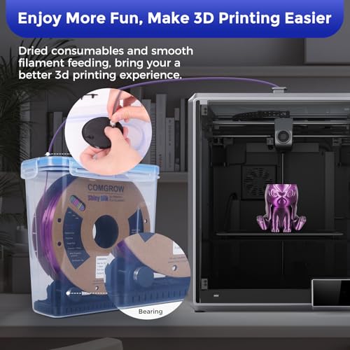 Image of Comgrow 3D Printer Filament Storage Box, 6PCS DIY Filament Container for 3D Printing Sealing and Protection, Portable Storage Box with Desiccants Thermo-Hygrometer and Bearings 4.0L(9.45 * 8 * 3in)