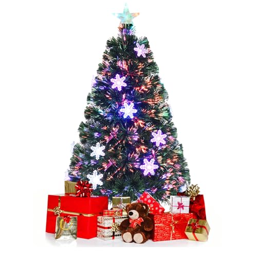 KOMFOTTEU Albero di Natale Artificiale 90/120/150/180 cm, Albero di Natale con Luci LED Incorporate e Base, Christmas Tree in PVC, per Casa, Negozio, Ufficio, Feste (S)