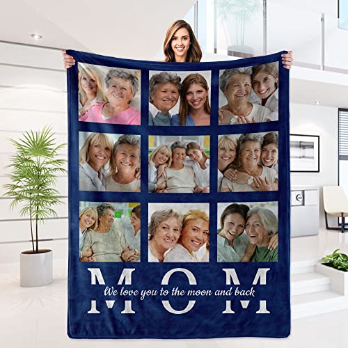 Lcyawer-Memorial-Mothers-Day-Birthday-Gifts-for-Mom-Custom-Blanket-with-Photo-Personalized-Gifts-for-Mom-from-Daughter-or-Son-Customized-Blankets-with-9-Pictures-Collage