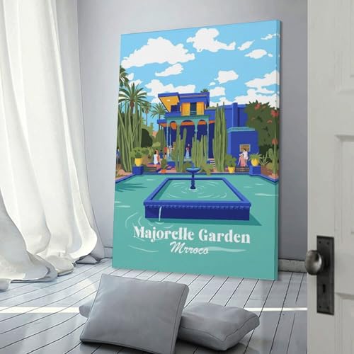 Tableau sur toile Majorelle Garden au rendu artistique exceptionnel pour décoration de couloir