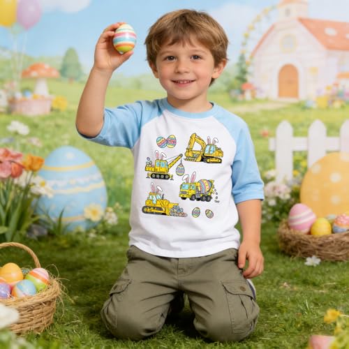 Image of Boys Easter Shirt Toddler Easter Egg Hunt Chick Graphic Tees Raglan Easter Clothes Outfit for Children 2-7 Years
