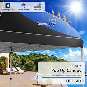 COBIZI 10x20ft Pop Up Canopy Tent with 6 Removable Sidewalls Easy Up Commercial Canopy Waterproof and UV50 Gazebo with Portable Bag Adjustable Leg HeightsParty Tents for Parties with 4 Sandbags