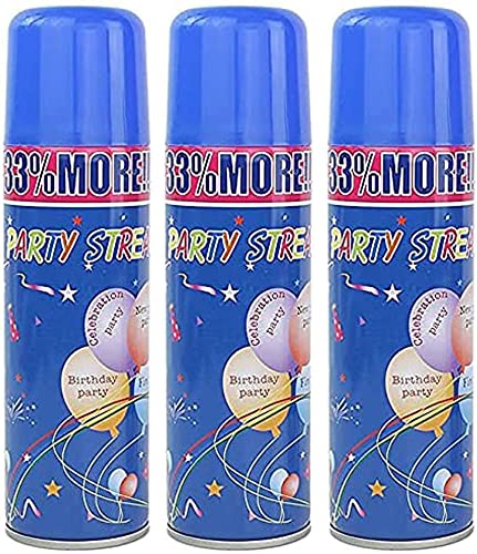 VIP Home Essentials Party Streamer Spray in a Can (3 Pack, Blue)