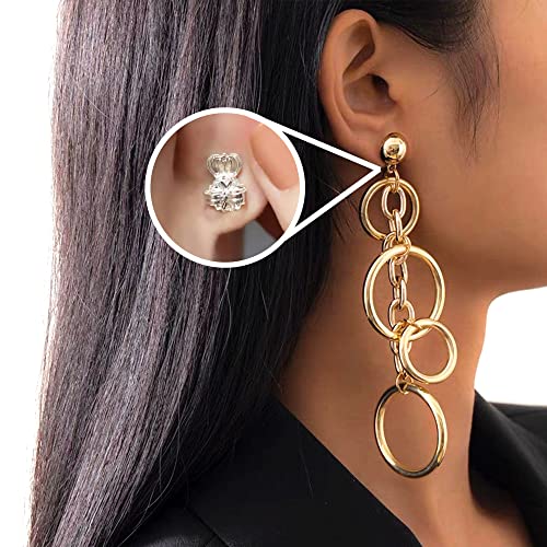 Tallsocne 6 Pairs Crown Earring Lifters, Earring Backs，Earring Backs For Droopy Ears，Adjustable Heavy Hypoallergenic Earring Backs(Silver,Gold,Rose) #TOP3