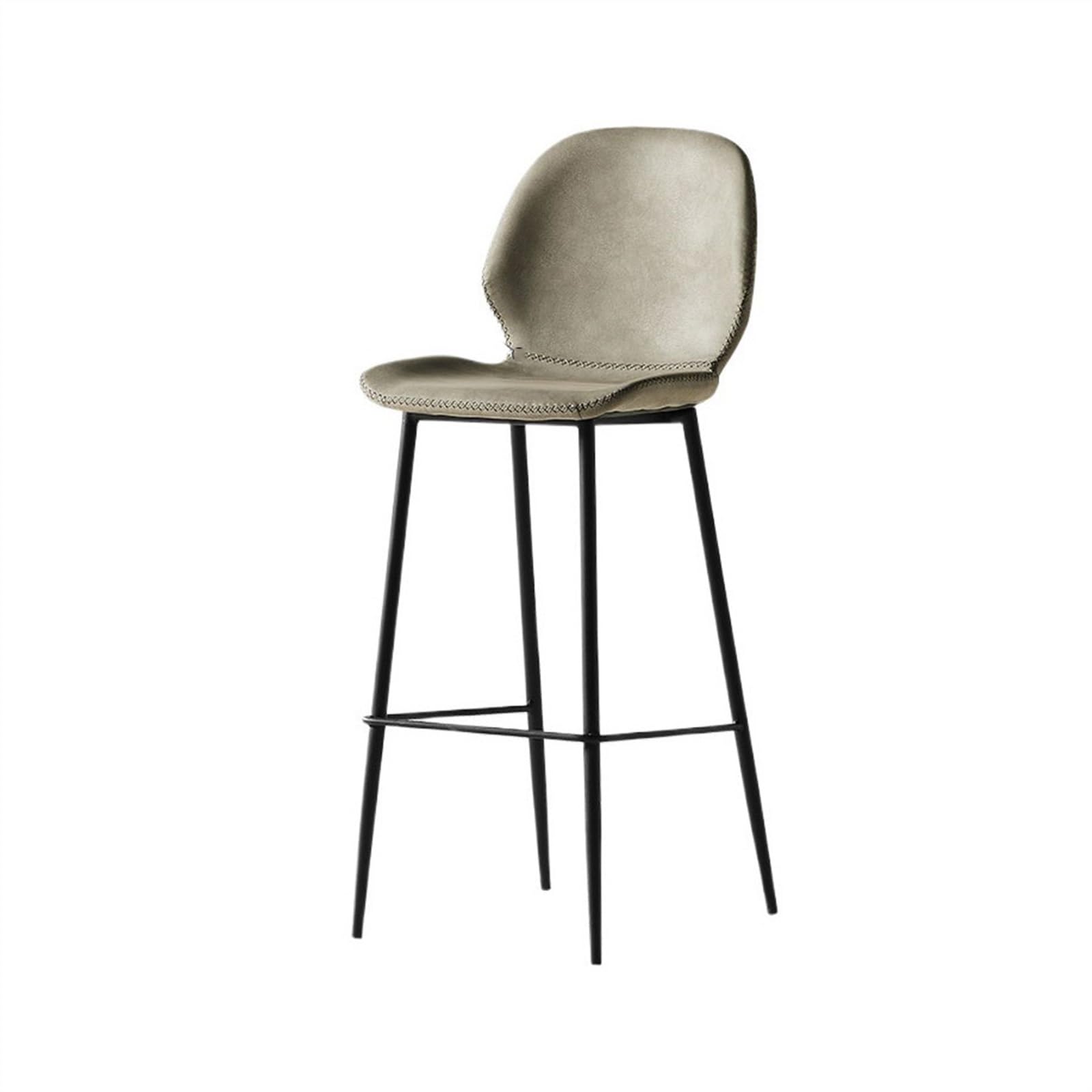 Chaise de bar de luxe légère en cuir PU gris clair pour intérieur chic