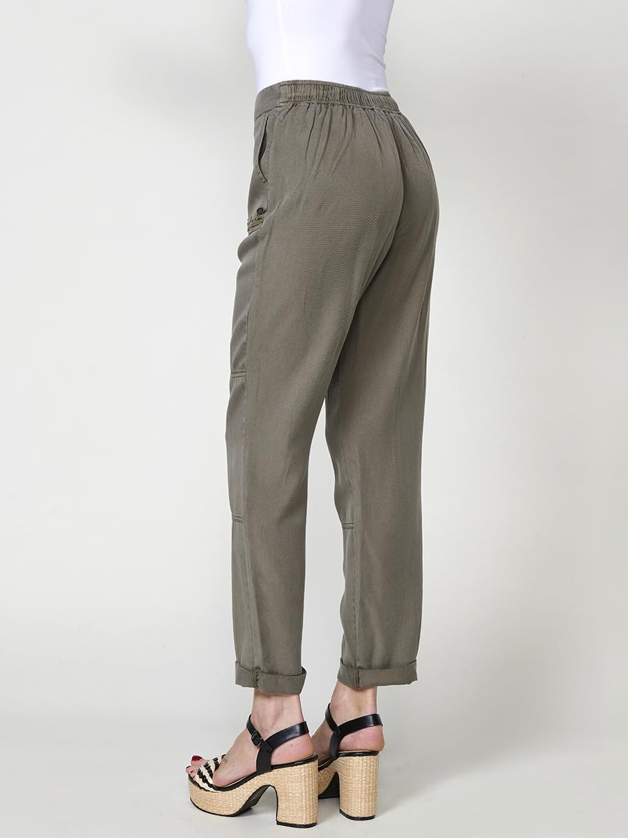 Koroshi Pantalón Mujer Jogger de Lyocell con Cenefa Bordada 2512PT89