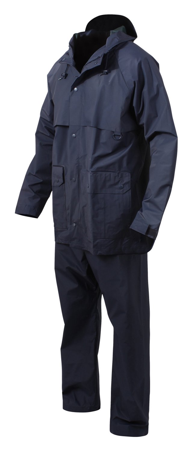 Rothco 2 Piece Microlite PVC Rainsuit (Navy Blue, 3XL)